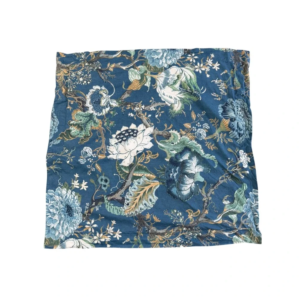 Pottery Barn Dahlia Floral Euro Sham 26x26 Blue Multi Floral Print Cotton